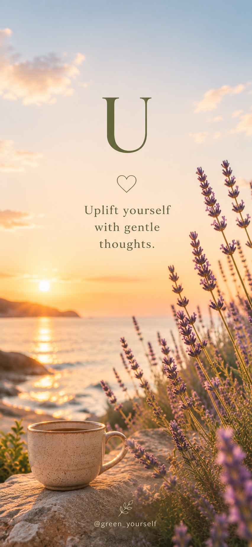 Phone wallpaper: Uplift yourself with gentle thoughts, with a mug by the sea at sunrise